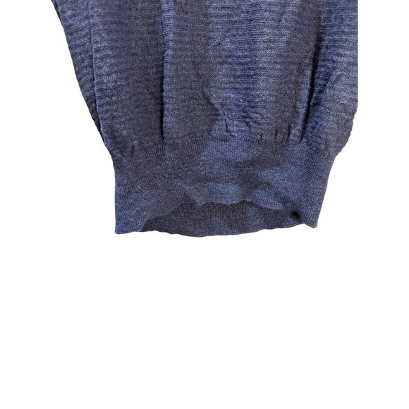 Loft Petite Womens Blue Textured Short Sleeve Top With Back Zipper - Picture 3 of 10